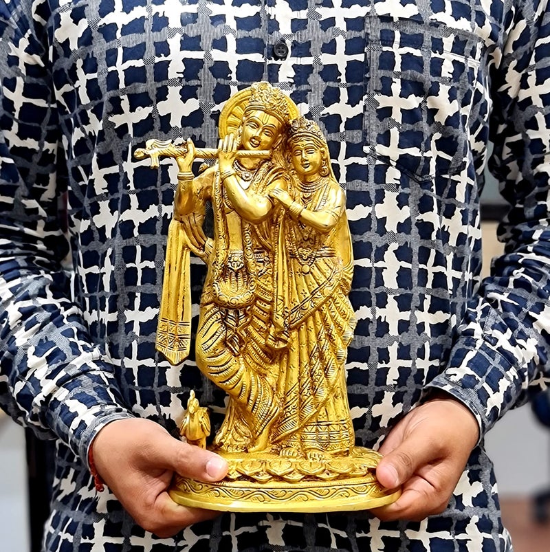 ESPLANADE Brass Radha Krishna Murti Idol Statue Sculpture - 12 inches | Pooja Idols | Home Decor - Image 5