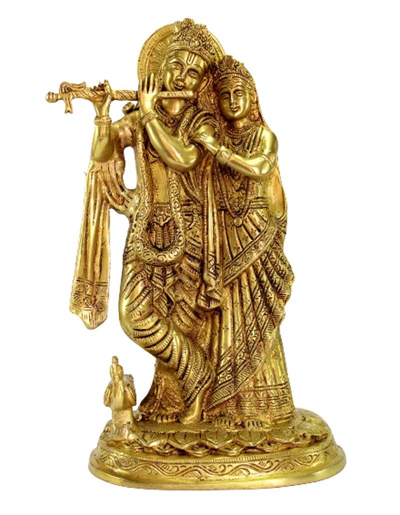 ESPLANADE Brass Radha Krishna Murti Idol Statue Sculpture - 12 inches | Pooja Idols | Home Decor - Image 4