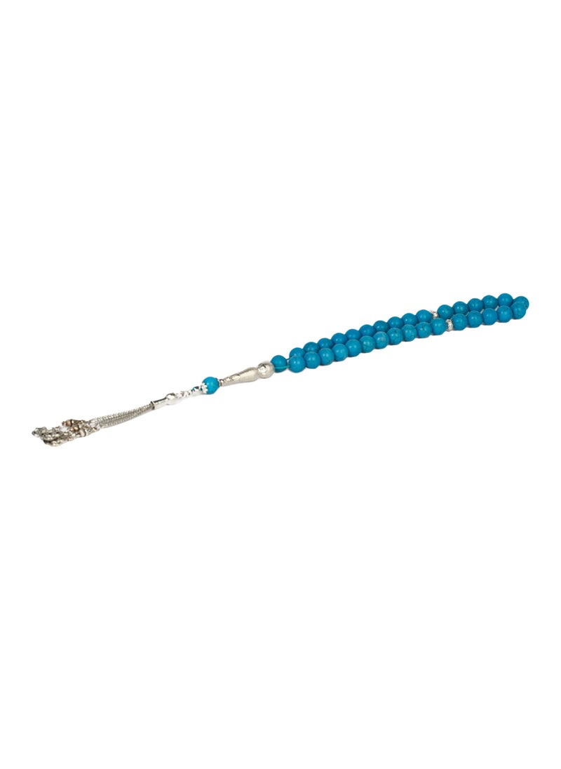 RS Natural dark blue turquoise rosary veined with grey  - Image 2