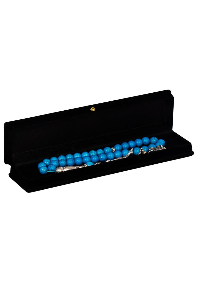 RS Natural dark blue turquoise rosary veined with grey  - Image 4