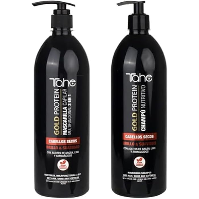 Tahe Gold Protein For Dry Hair Kit - Shampoo 1000ml + Mask 1000ml - Nourishing & Softness - Image 1