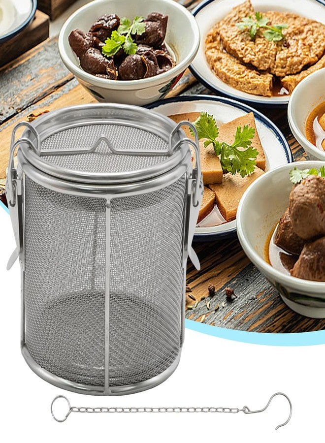 MDEOOSKY 10 * 10cm Stainless Steel Spice Filter, Mesh Design Tea Ball Strainer Soup Seasonings Seperation Basket Filter with Chain Hook, for Home Restaurant - Image 1