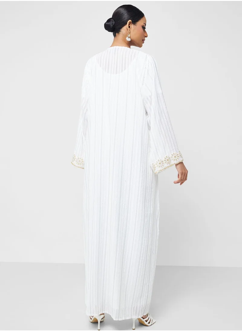 hayas closet Embellished Flared Sleeve Abaya