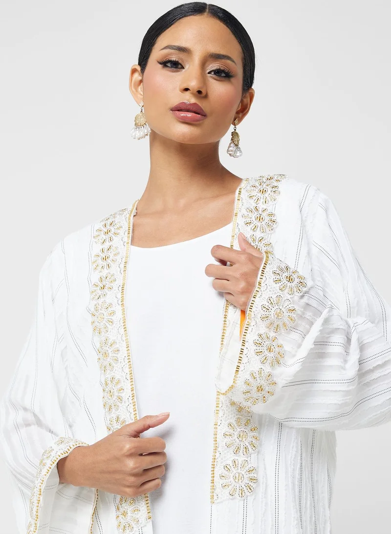 hayas closet Embellished Flared Sleeve Abaya