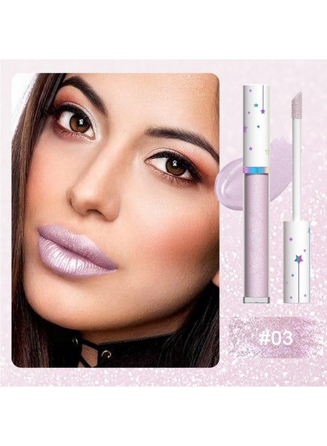 evpct 1Pcs Light Lilac Purple Metallic Shimmer Glitter Lip Gloss Liquid Lipstick Long Lasting Waterproof 24, Glitter Pearlescent Metallic Sparkly Liquid Lipsticks Lip Stains Makeup Set For Women 03 - Image 2