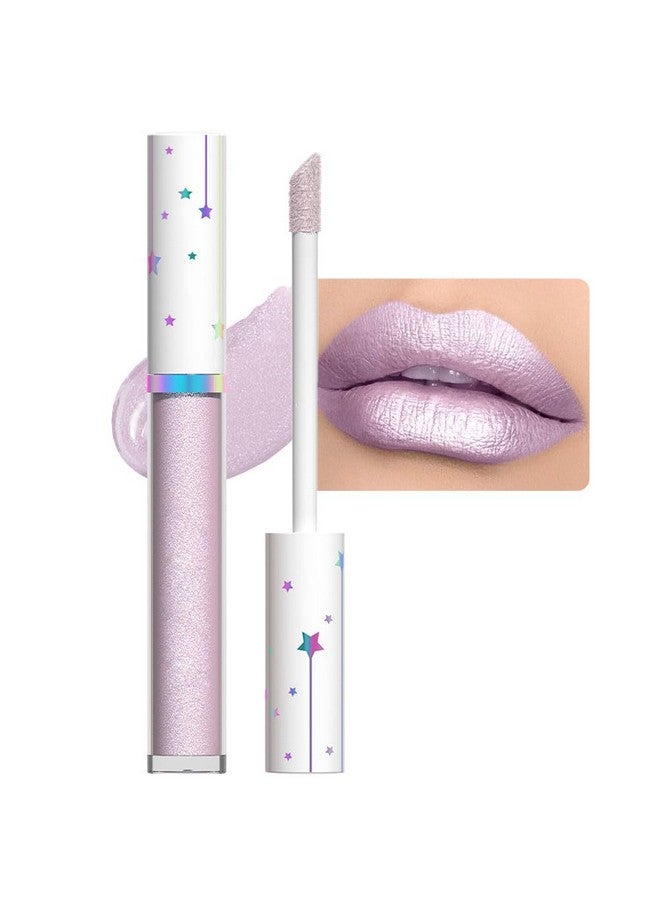 evpct 1Pcs Light Lilac Purple Metallic Shimmer Glitter Lip Gloss Liquid Lipstick Long Lasting Waterproof 24, Glitter Pearlescent Metallic Sparkly Liquid Lipsticks Lip Stains Makeup Set For Women 03 - Image 1