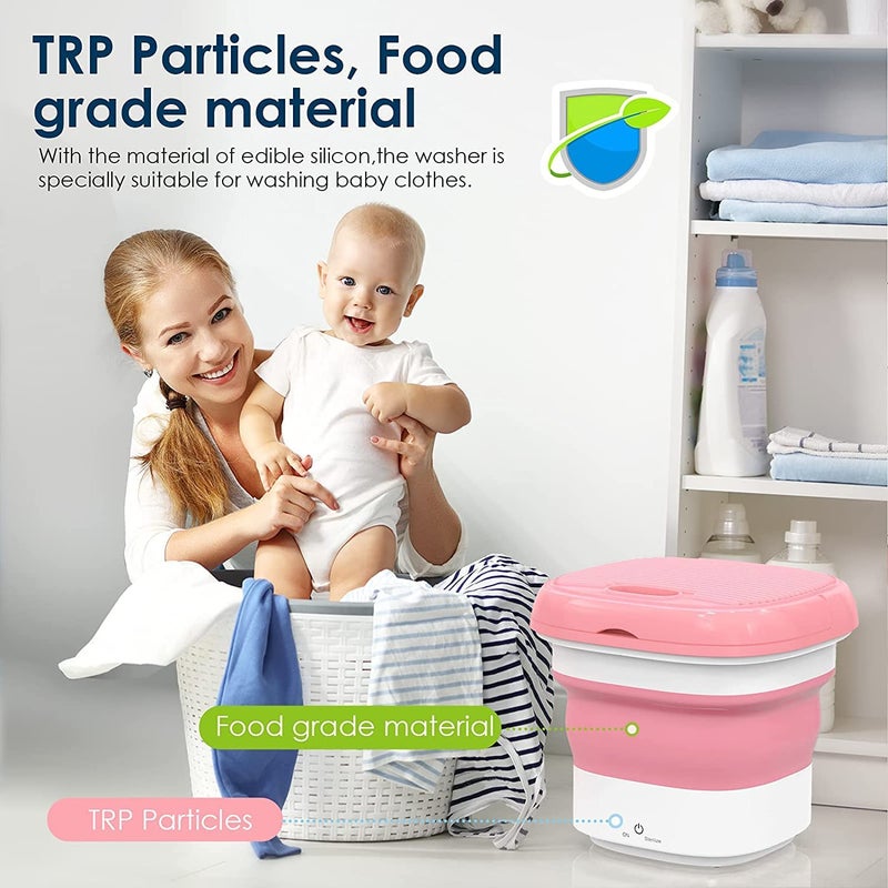 AUREUS AUREUS Portable Mini Folding Clothes Washing Machine Bucket Automatic Foldable Washer for Home Travel SelfDriving  - Image 5