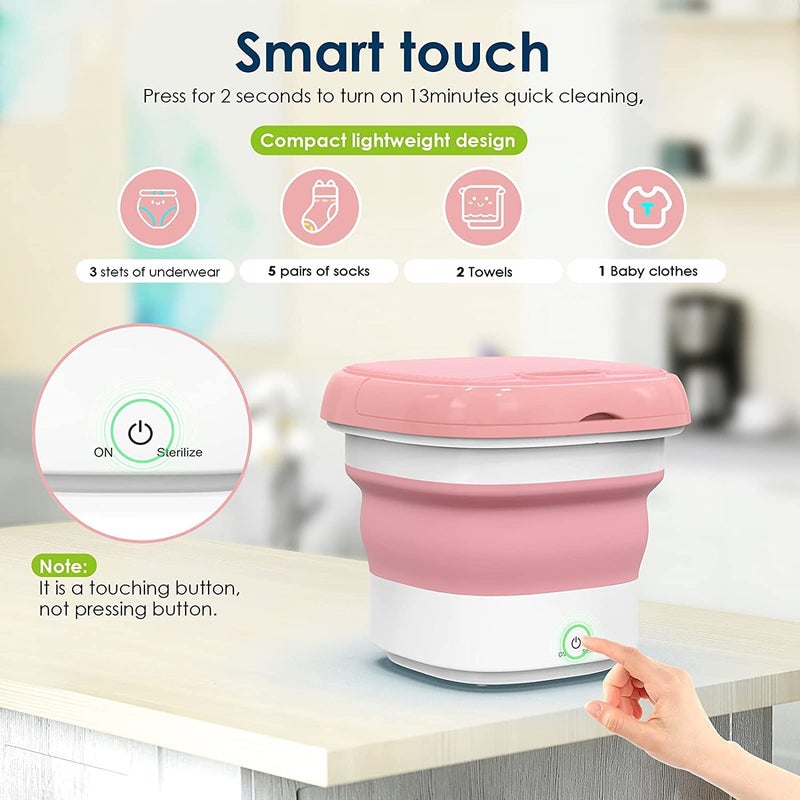 AUREUS AUREUS Portable Mini Folding Clothes Washing Machine Bucket Automatic Foldable Washer for Home Travel SelfDriving  - Image 3