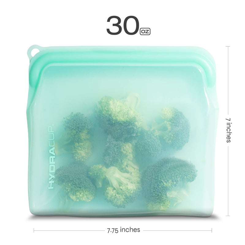 Hydra Cup Reusable Silicone Storage Bags [6 PACK] Food Storage Container, 30 ounces, Press to Lock, Stash Snacks & Meal Prep, Sandwich Size, Microwave & Dishwasher Safe - Image 2