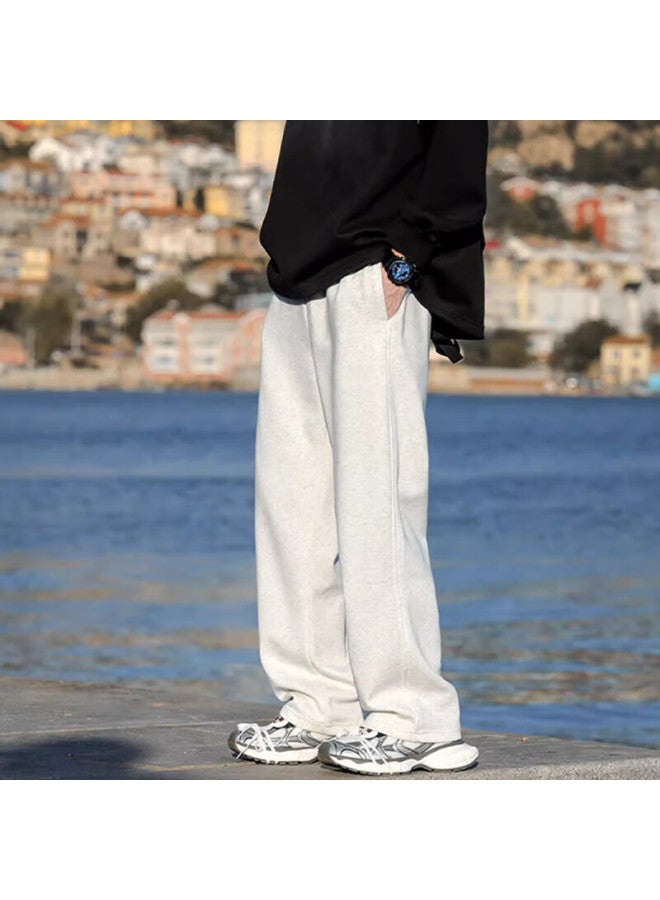 Homlean American Retro Casual Pants For Men, Spring And Summer Comfortable Versatile Loose-fitting Wide-leg Trousers, An04 White-gray, XL - Image 2