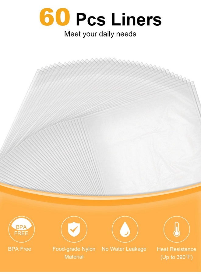SMARTAKE Slow Cooker Liners, Large Size 13"x 21" Disposable Cooking Bags, Fit 3QT to 8QT for Slow Cooker, Cooking Trays, Suitable for Oval & Round Pots, 60 Liners - Image 2