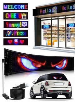 DBLEW LED Advertising Large Flexible RGB Full Color Programmable Digital Sign Super Bright Bluetooth APP Control DIY Custom LED for Car, Truck, Store Business Advertising, Dining, Hotel, Restaurant, Bar, Coffee Shop, Party, Home, Office, Festival Matrix Panel Board Custom Text Pattern Animation Scrolling Display Devil Eyes Light Smart Screen Sign Panel with 1536 LEDs  - Image 3