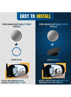 WINCA Winca 1pcs Blind Spot Car Mirrors, 2 Inch Round HD Glass Convex Rear View Wide Angle Side Mirror Blindspot with Self Adhesive Back for Universal Vehicles For Safe Driving (Silver)  - Image 5