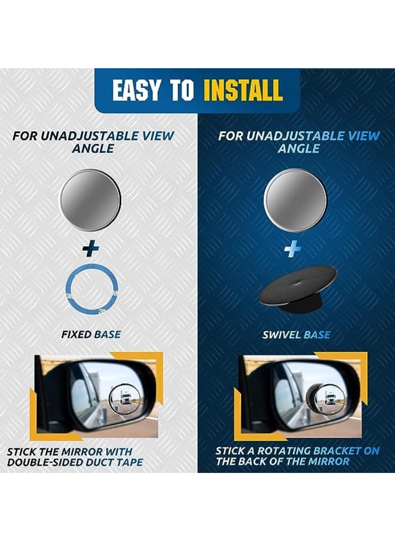 WINCA Winca 1pcs Blind Spot Car Mirrors, 2 Inch Round HD Glass Convex Rear View Wide Angle Side Mirror Blindspot with Self Adhesive Back for Universal Vehicles For Safe Driving (Silver)  - Image 5