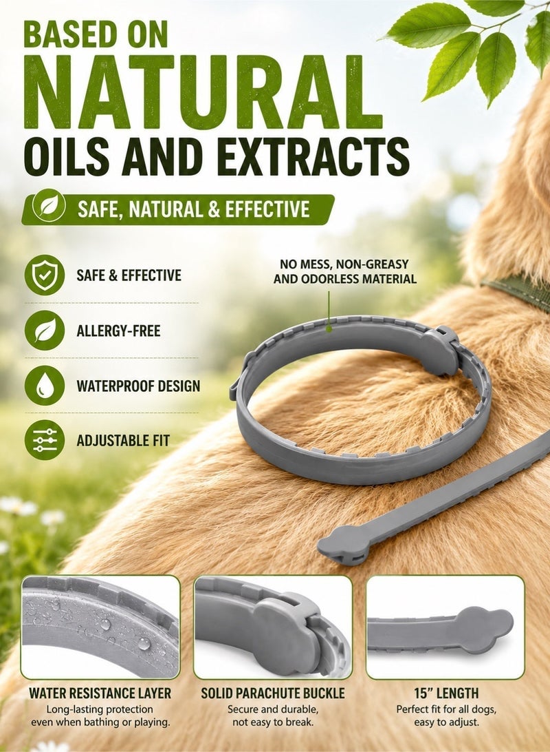 Saudi Select 8-Month Flea and Tick Collar for Dogs, One Size Fits All, Adjustable Grey Repellent Collar,  Kills & Repels Fleas, Ticks, and Larvae - Image 2