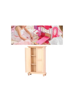 Generic 1:12 Dollhouse Wardrobe, Wooden Miniature Double Door Closet Furniture Accessory for Bedroom Living Room  - Image 2