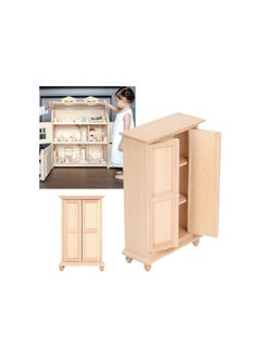 Generic 1:12 Dollhouse Wardrobe, Wooden Miniature Double Door Closet Furniture Accessory for Bedroom Living Room  - Image 3