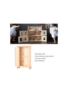 Generic 1:12 Dollhouse Wardrobe, Wooden Miniature Double Door Closet Furniture Accessory for Bedroom Living Room  - Image 4