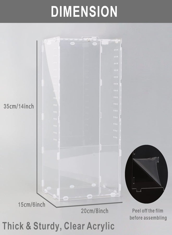 Aiicioo Micro Habitat Terrarium Enclosure 8x6x14 Inches Tarantula Enclosure Box Insect Habitat Clear Acrylic Reptile Feeding Tank for Jumping Spiders Insect Small Tree Dwelling Reptiles - Image 5