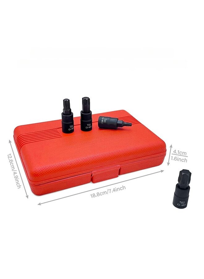 10pcs Bit Socket Set,Cr-Mo Steel Hexagonal Screwdriver Metric Set | 3/8-Inch Drive | Storage Case (Size : T)
