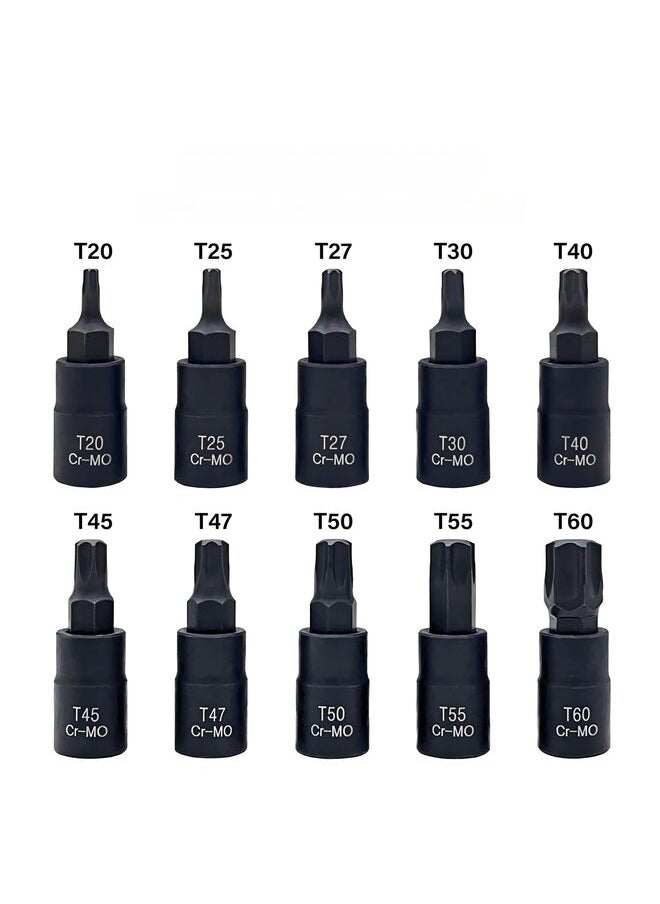 10pcs Bit Socket Set,Cr-Mo Steel Hexagonal Screwdriver Metric Set | 3/8-Inch Drive | Storage Case (Size : T)  - Image 5