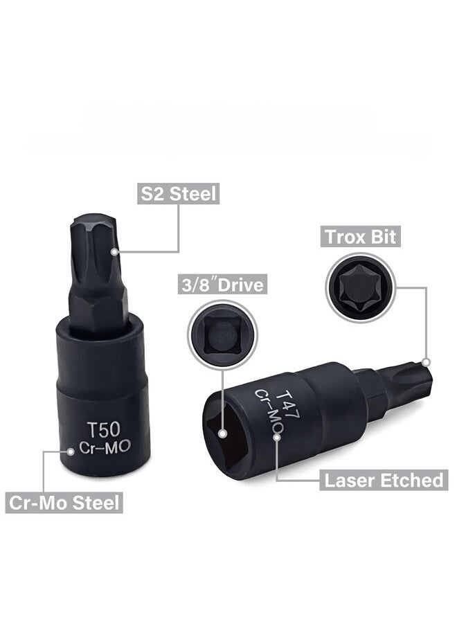 10pcs Bit Socket Set,Cr-Mo Steel Hexagonal Screwdriver Metric Set | 3/8-Inch Drive | Storage Case (Size : T)  - Image 3