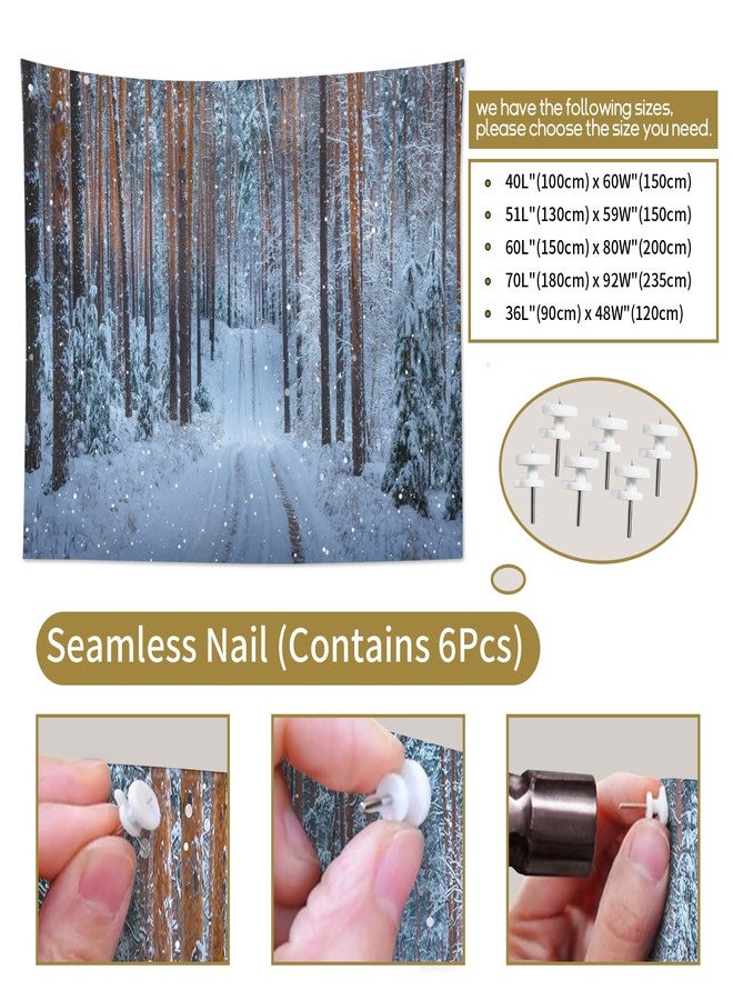 ال بي نسيج جداري لعيد الميلاد من إل بي، بتصميم ندفة ثلجية مع شجرة صنوبر بنية وخضراء، مناسب لغرفة النوم، ولوحة جدارية لمشهد ثلجي شتوي لتزيين غرفة المعيشة، مقاس 40 × 60 بوصة. - Image 5