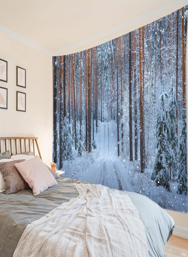 ال بي نسيج جداري لعيد الميلاد من إل بي، بتصميم ندفة ثلجية مع شجرة صنوبر بنية وخضراء، مناسب لغرفة النوم، ولوحة جدارية لمشهد ثلجي شتوي لتزيين غرفة المعيشة، مقاس 40 × 60 بوصة. - Image 3