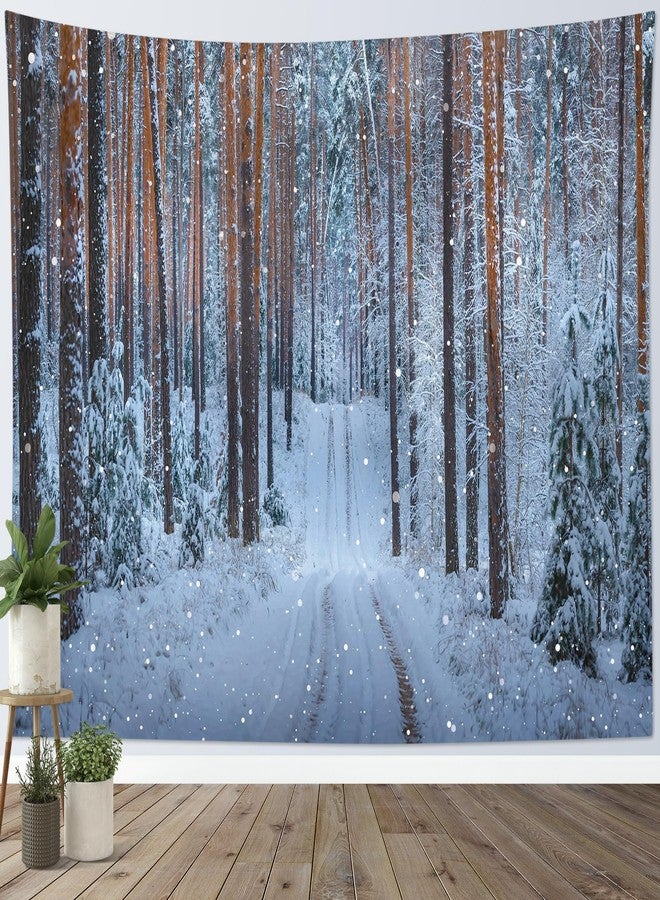 ال بي نسيج جداري لعيد الميلاد من إل بي، بتصميم ندفة ثلجية مع شجرة صنوبر بنية وخضراء، مناسب لغرفة النوم، ولوحة جدارية لمشهد ثلجي شتوي لتزيين غرفة المعيشة، مقاس 40 × 60 بوصة. - Image 4