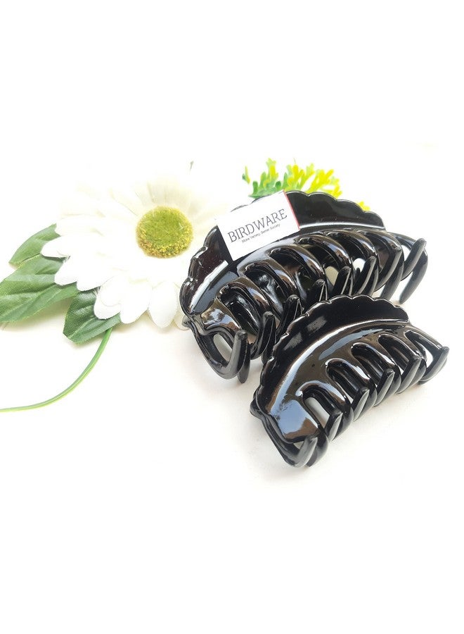 BIRDWARE hair clips for women hair clutchers hair claw Hair Accessories Imported Rubber Acrylic Material Stone Butterfly | (Big & Medium Size Black)(Pack of 2) - Image 2