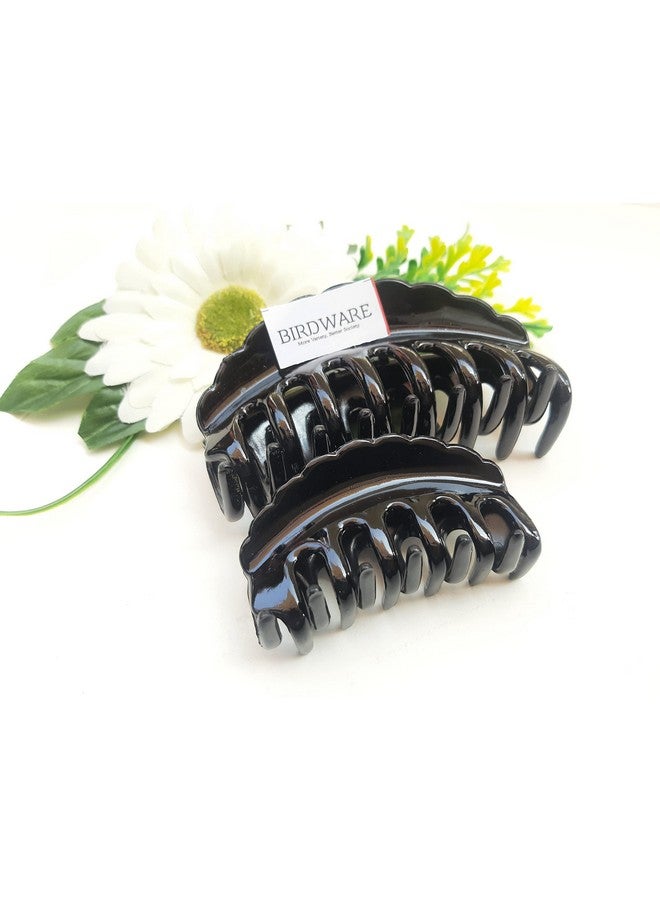 BIRDWARE hair clips for women hair clutchers hair claw Hair Accessories Imported Rubber Acrylic Material Stone Butterfly | (Big & Medium Size Black)(Pack of 2) - Image 3
