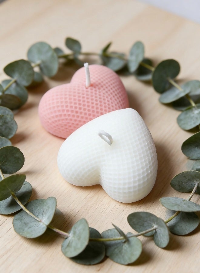 2 Pieces Heart Shaped Waffle Textured Scented Candles Set Soft Pink and Cream Aromatherapy Candles Romantic Home Decor for Valentine's Day Bedroom Ambience and Relaxation Moments - Image 5