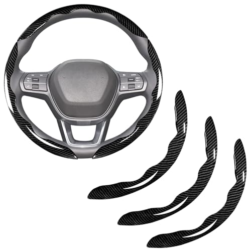 Aimato Carbon Fiber Steering Wheel Covers 3 Piece Clip on Steering Wheel Cover Black - Image 1