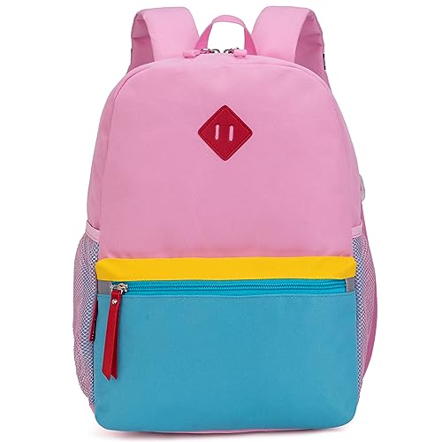 HawLander Little Kids Backpack for Boys or Girls, Toddler School Bag Fits 3 to 6 years old, Pink Blue, 15 Inch - Image 1