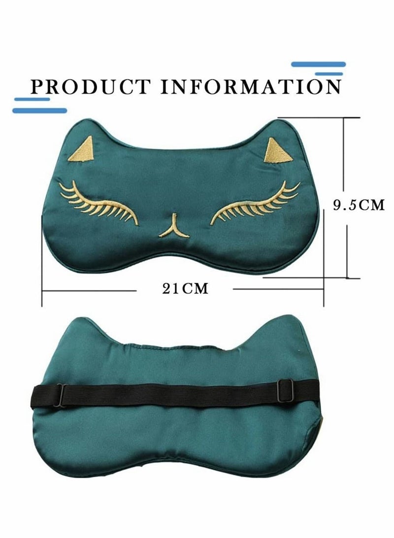 SYOSI 2 Pieces Glossy Silk Sleep Mask Soft Adjustable Strap Sleeping Eye Blinder Animal Silk Eye Cover Cat Printed Sleep Eye Masks Suitable for Women Men Kid - Image 5