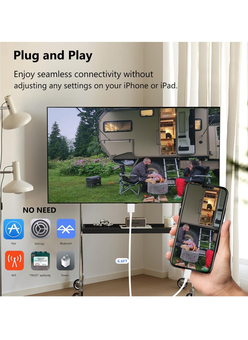 Lightning to HDMI Cable, Digital AV Adapter, High-Speed to HDMI, 1080P HD Video Sync Screen Connector, i Phone to HDMI for TV Projector Monitor, HDMI Public Line, 2m