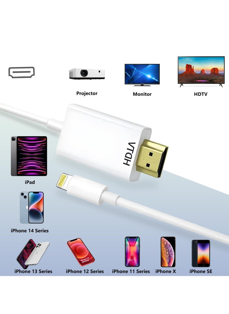 Lightning to HDMI Cable, Digital AV Adapter, High-Speed to HDMI, 1080P HD Video Sync Screen Connector, i Phone to HDMI for TV Projector Monitor, HDMI Public Line, 2m