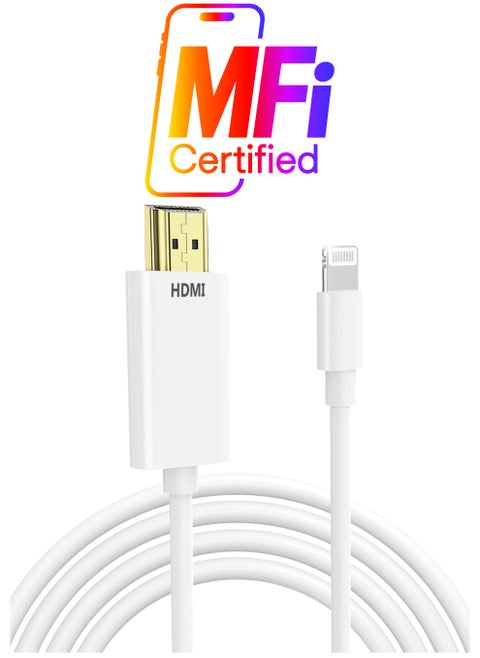 Lightning to HDMI Cable, Digital AV Adapter, High-Speed to HDMI, 1080P HD Video Sync Screen Connector, i Phone to HDMI for TV Projector Monitor, HDMI Public Line, 2m
