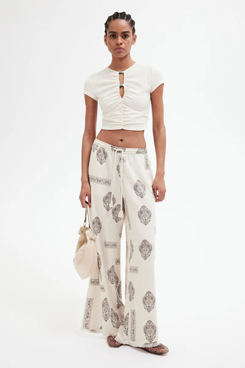 H&M Linen-blend drawstring trousers