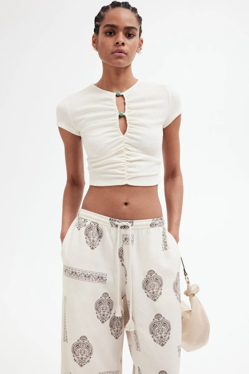 H&M Linen-blend drawstring trousers