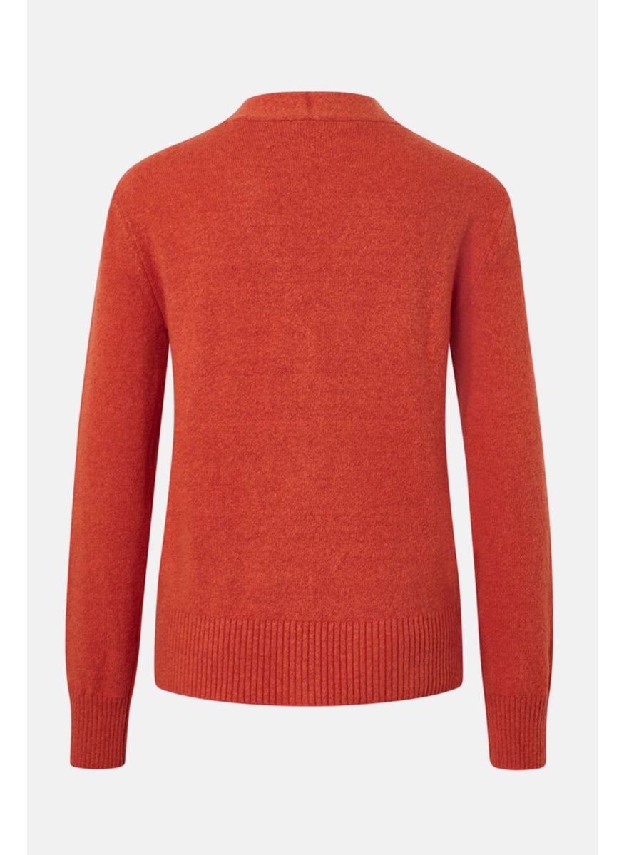 Tchibo Women V neck Long Sleeves Knitted Cardigans, Orange  - Image 3