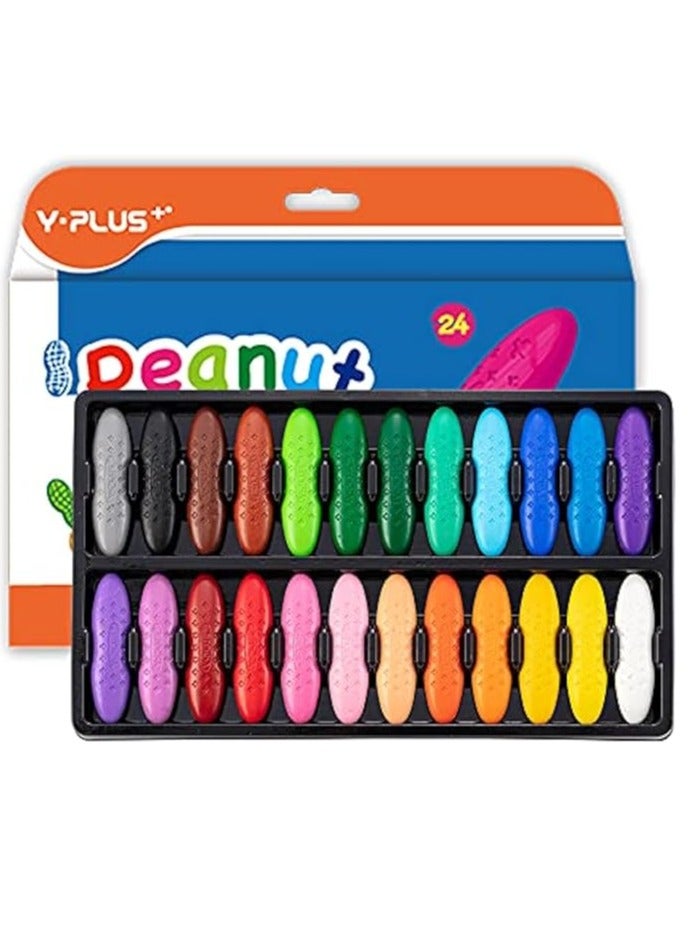 YPlus Crayons, Triangle Peanut Crayons for Kids, Non-Toxic Washable Crayons for Toddlers, Paint Crayons, Coloring Art Supplies, Handwriting Posture Correction Coloring Art for Toddlers (24 Colors) - Image 1