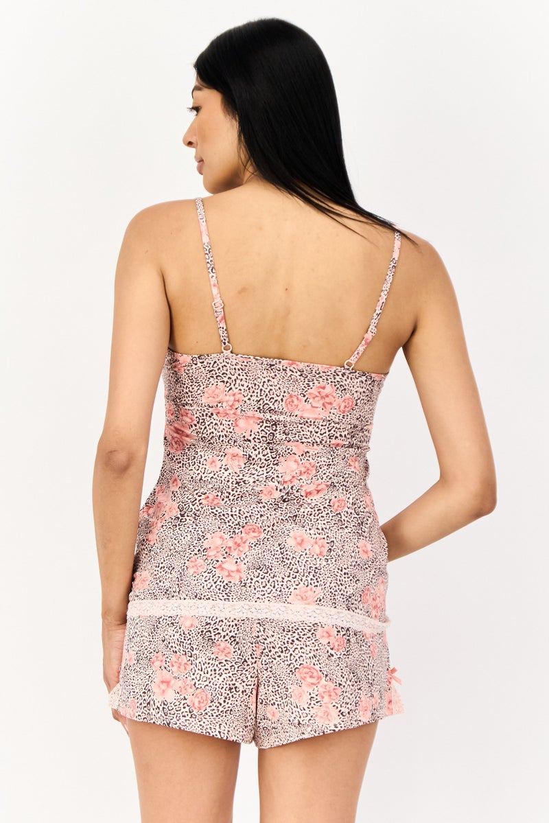 Marilyn Monroe Women 2 Pcs Animal Print Top And Short Pajama Set, Multicolor - Image 3