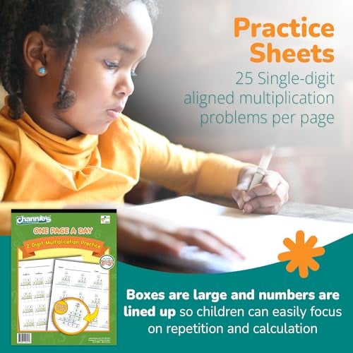 Channie's Channie’s One Page A Day Two Digit Multiplication Practice, Double Digit Multiplication Workbook, 50 Fun & Easy Tear-Off Math Practice Worksheets For 3rd, 4th, & 5th Grade Kids - Image 4