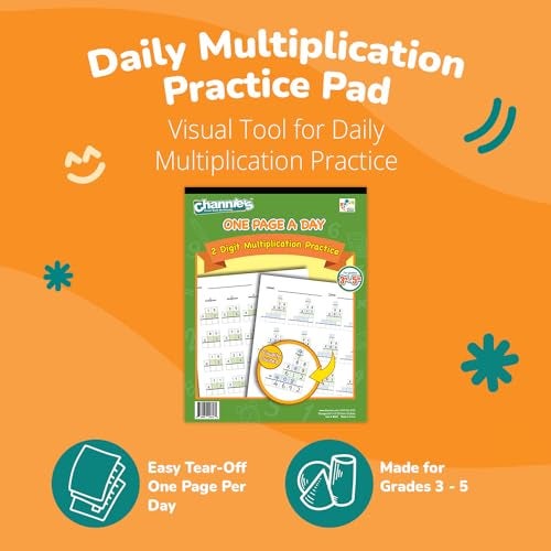 Channie's Channie’s One Page A Day Two Digit Multiplication Practice, Double Digit Multiplication Workbook, 50 Fun & Easy Tear-Off Math Practice Worksheets For 3rd, 4th, & 5th Grade Kids - Image 2
