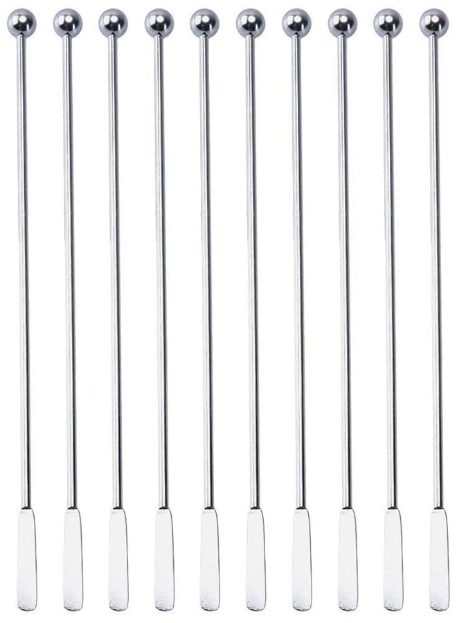 S-TOP 20 pcs Stainless Steel Coffee Beverage Stirrers Stir Cocktail Drink Swizzle Stick 7.4" Swizzle Stick Picks Tools - Image 1