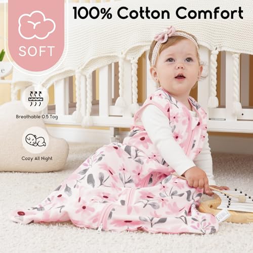 Yoofoss Baby Sleep Sack 1824 Months 05 Tog Wearable Blanket for Baby 3 Pack 100 Organic Cotton Infant Toddler Sleeping Sack 2Way Zipper Lightweight Sleep Sack - Image 3