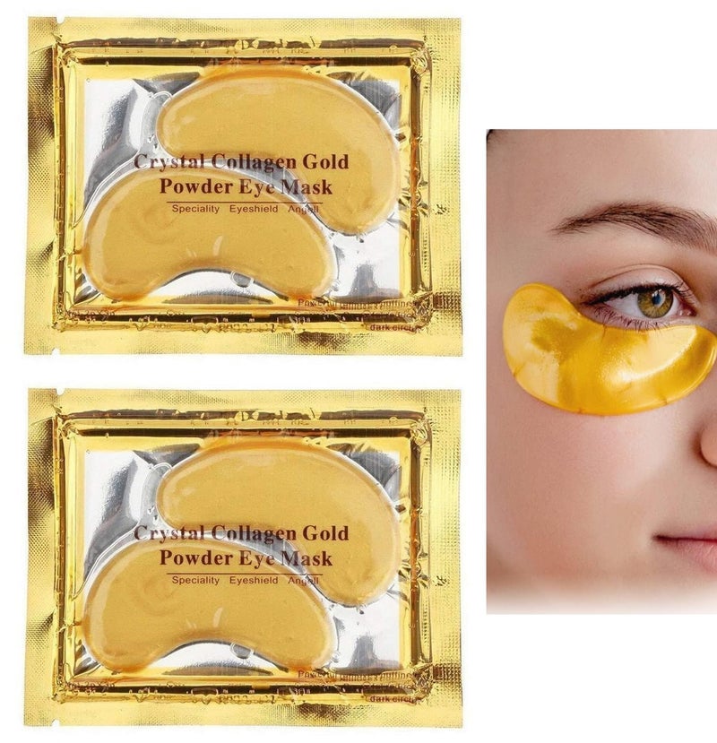 24K Gold Eye Mask,2 Pairs (4Pcs) Under Eye Patches Skin Treatment Mask, Crystal Collagen Under Eye Mask for Reducing Dark Circles, Moisturizing, Puffiness and Eye Bags, Anti-Wrinkle, Hydrating