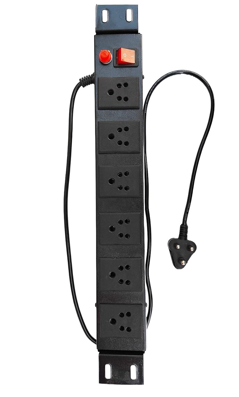 KN Extension Cord 1 Plug Extension Cord Power Strip Spike Guard Heavy Duty Commercial and Household Purpose Fuse Protector 6 Socket in 1 Switch with Power Cord 125 mtr Black Pack of 1  - Image 2