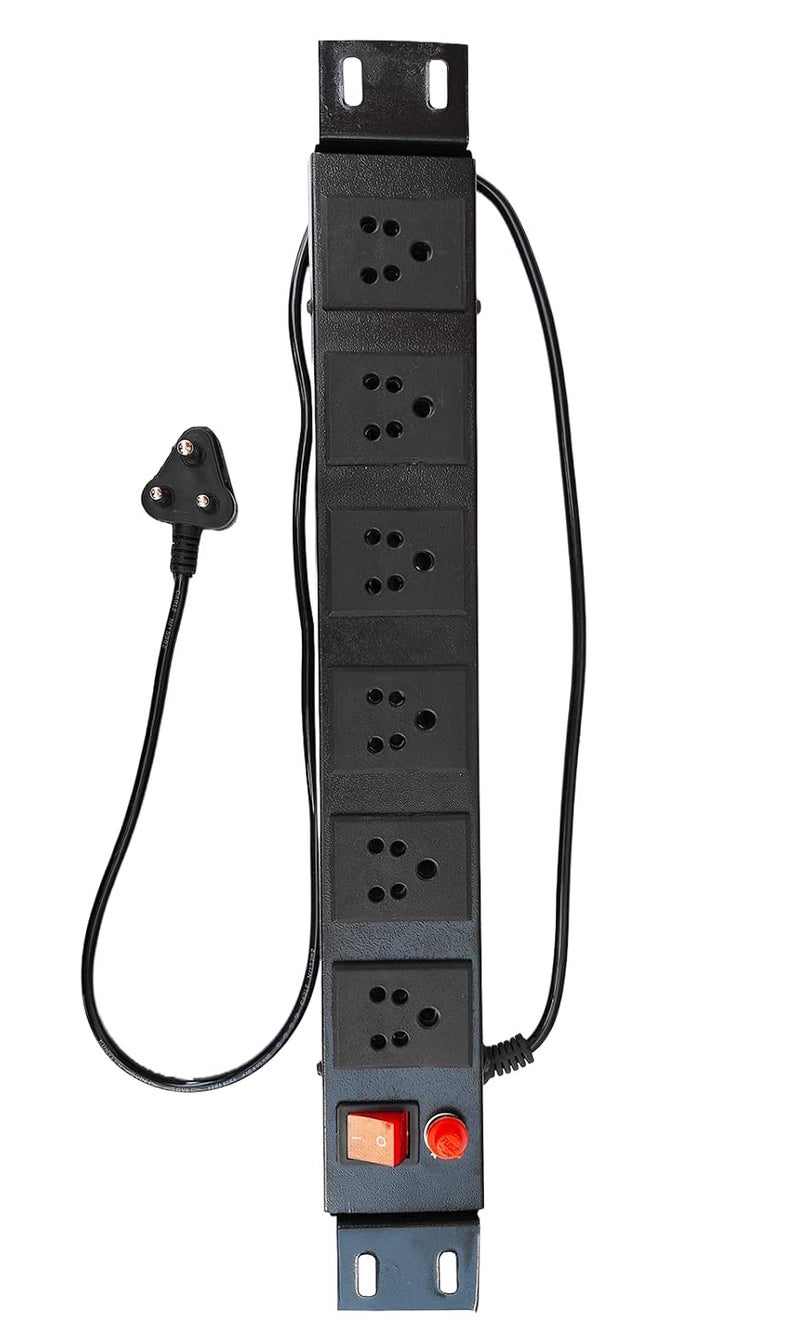 KN Extension Cord 1 Plug Extension Cord Power Strip Spike Guard Heavy Duty Commercial and Household Purpose Fuse Protector 6 Socket in 1 Switch with Power Cord 125 mtr Black Pack of 1  - Image 5